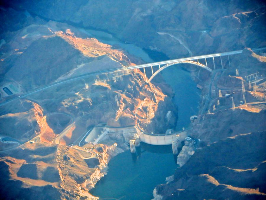 Hoover Dam and the under construction by-pass bridge
